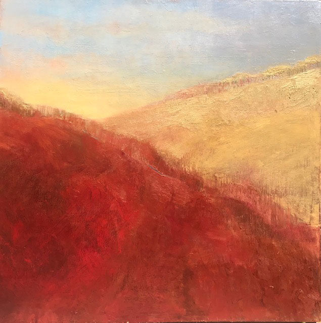 Field Of Gold original oil on canvas painting by Boulder Colorado artist Judy Greenan abstract impressionist impressionism