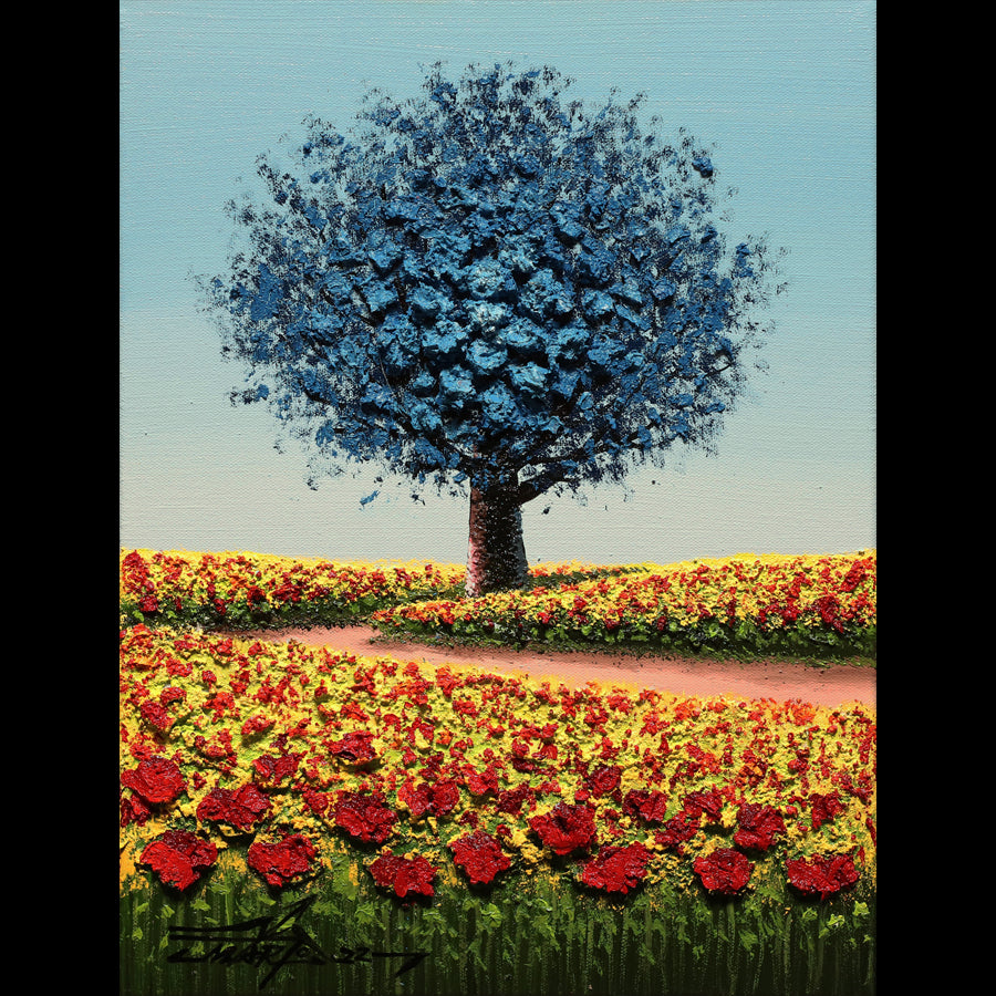 mario jung art original textured tree poppies painting
