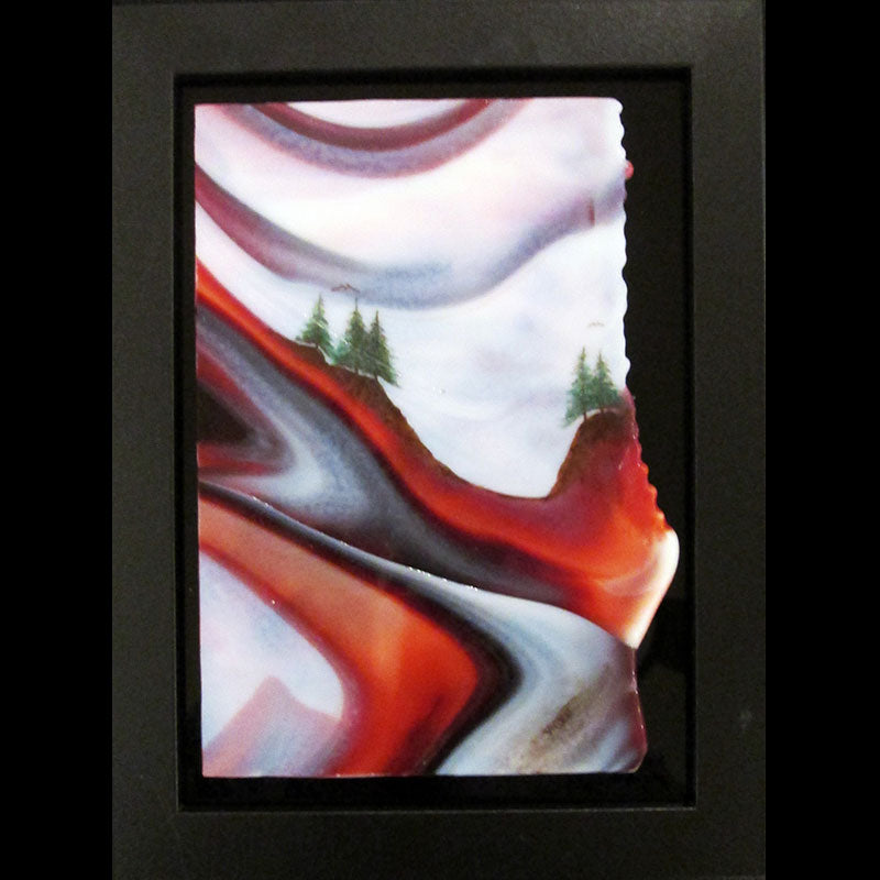 Focus on the Advancing Clouds original glass fired powder painting by Colorado artist Gary Vigen