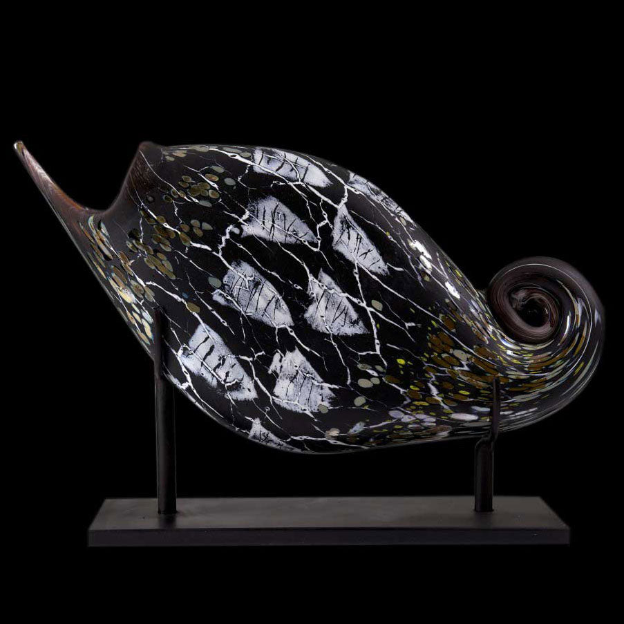 Fossil Series Black hand blown glass art by artists Jared and Nicole Davis from Crawford Colorado North Rim Studio