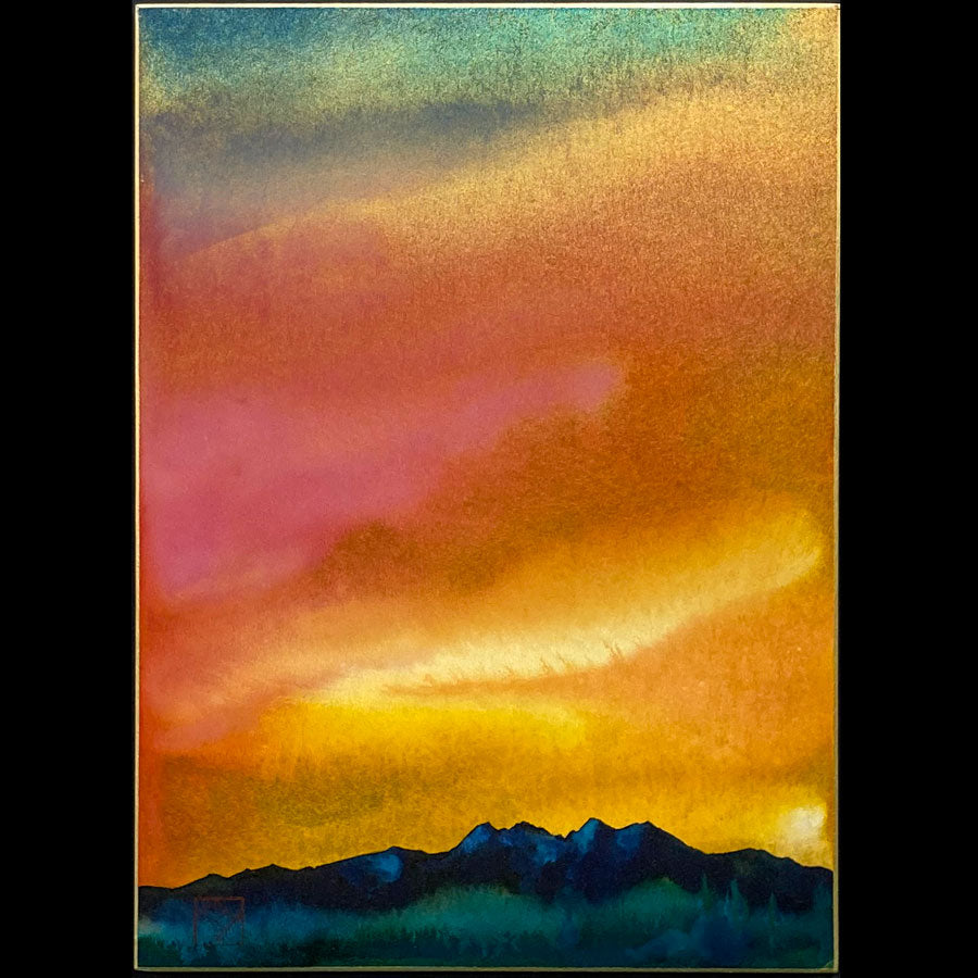 Four Peaks wilderness arizona original watercolor shikishi board art art artist Kay Stratman for sale