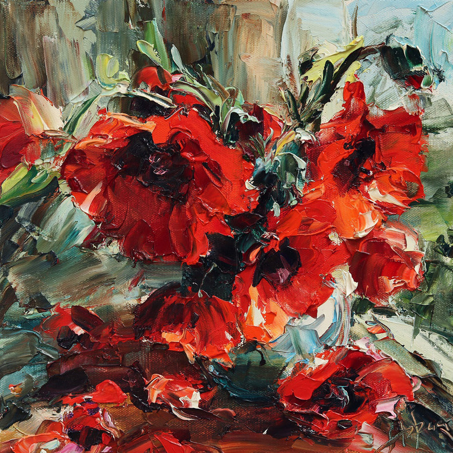 Garden Poppies flower painting by artist Lyudmila Agrich