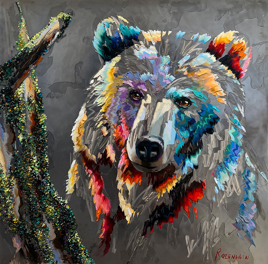 Gentle-Eyes-bear-Michael-Rosenvain-oil-resin-on-stainless-steel