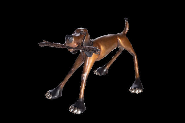 George Harvey dog bronze sculpture by California based artist Marty Goldstein