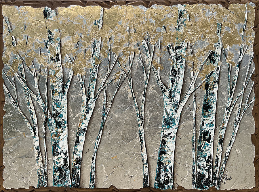 Artist Rolinda Stotts Gold Leaf Aspen Art For Sale