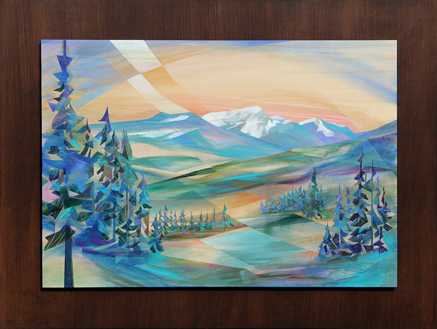 Cynthia Duff Original Painting on Wood of mountain landscape: Good Vibes