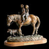 Happy Trails bronze horse and and dog sculpture by artist Marianne Caroselli