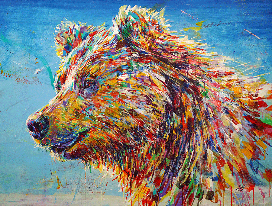 Happy-david-gonzales-acrylic-painting-wildlife-bear