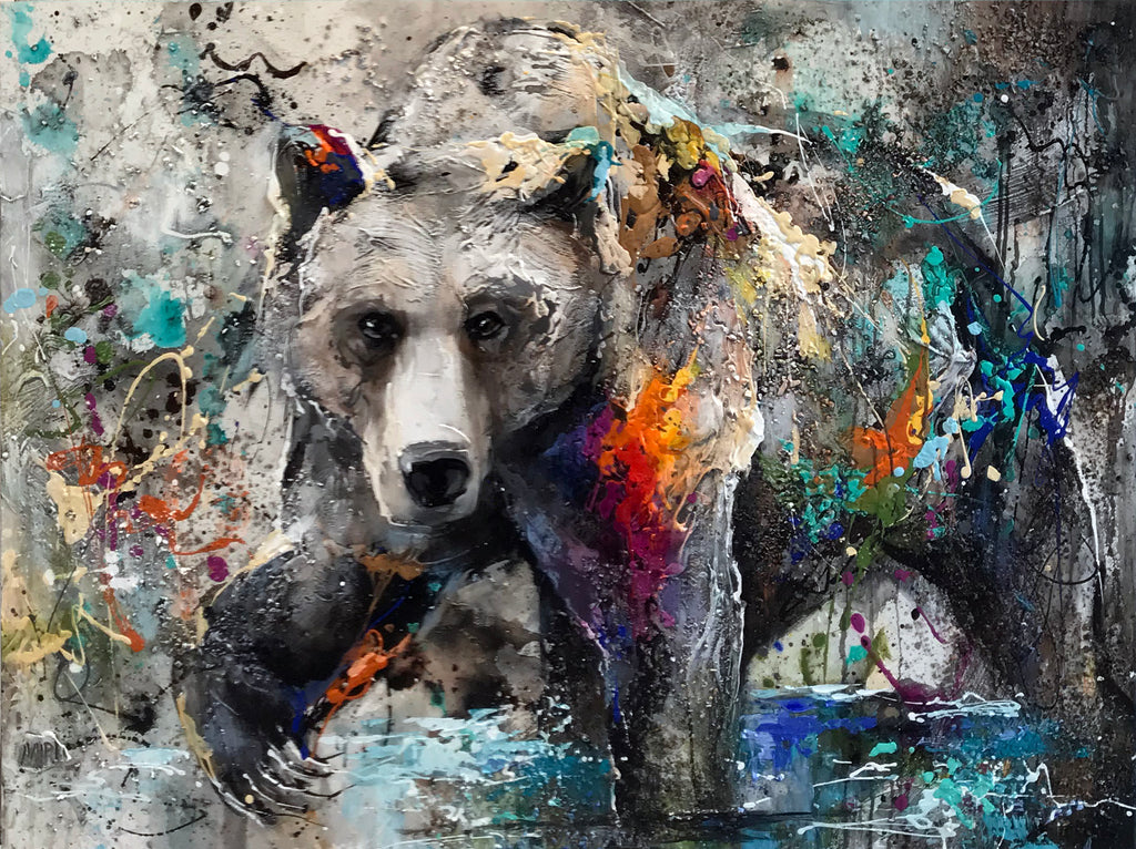 Hold Your Head Up High Original Bear Painting by Artist Miri Rozenvain