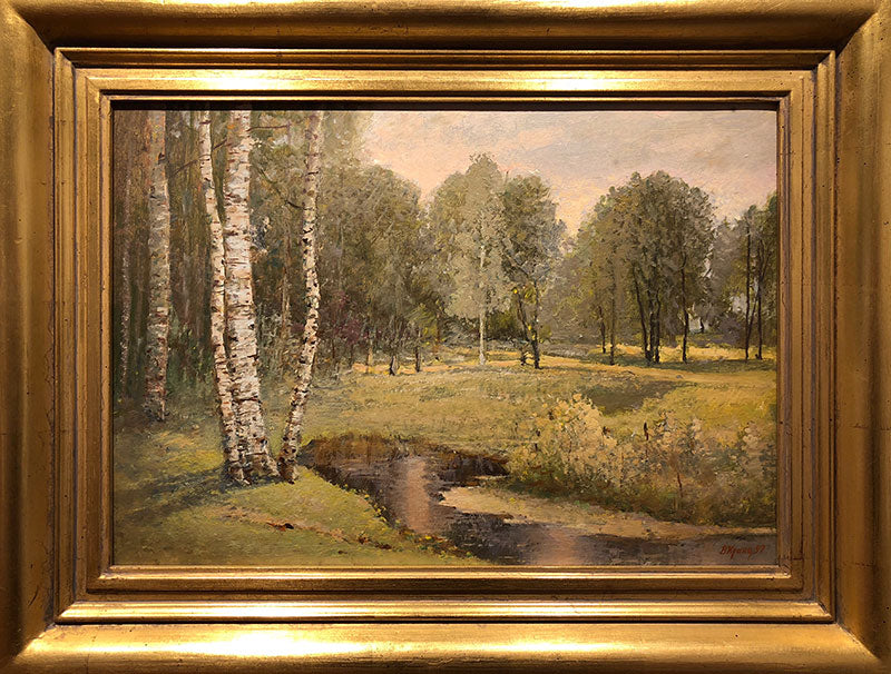 In The Park original oil on canvas painting by russian artist Vladimir Pavlovich Krantz