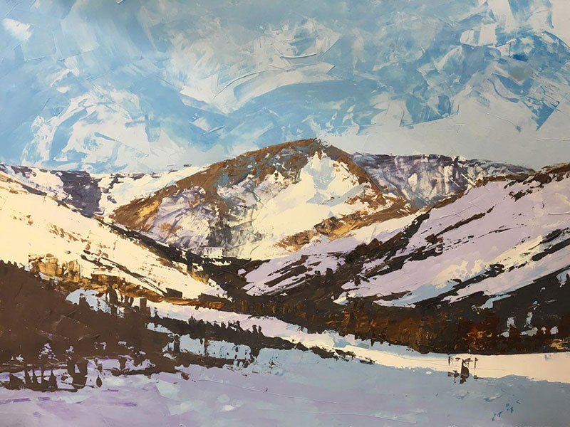 Independent original oil venetian plaster mountain painting colorado artist Kristof Kosmowski