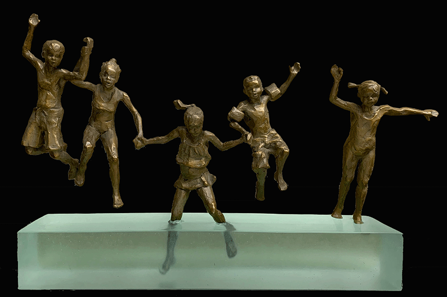 jump clay enoch bronze sculpture