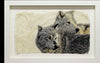 Last Look back two wolves wildlife gampi print by artist Pete Zaluzec