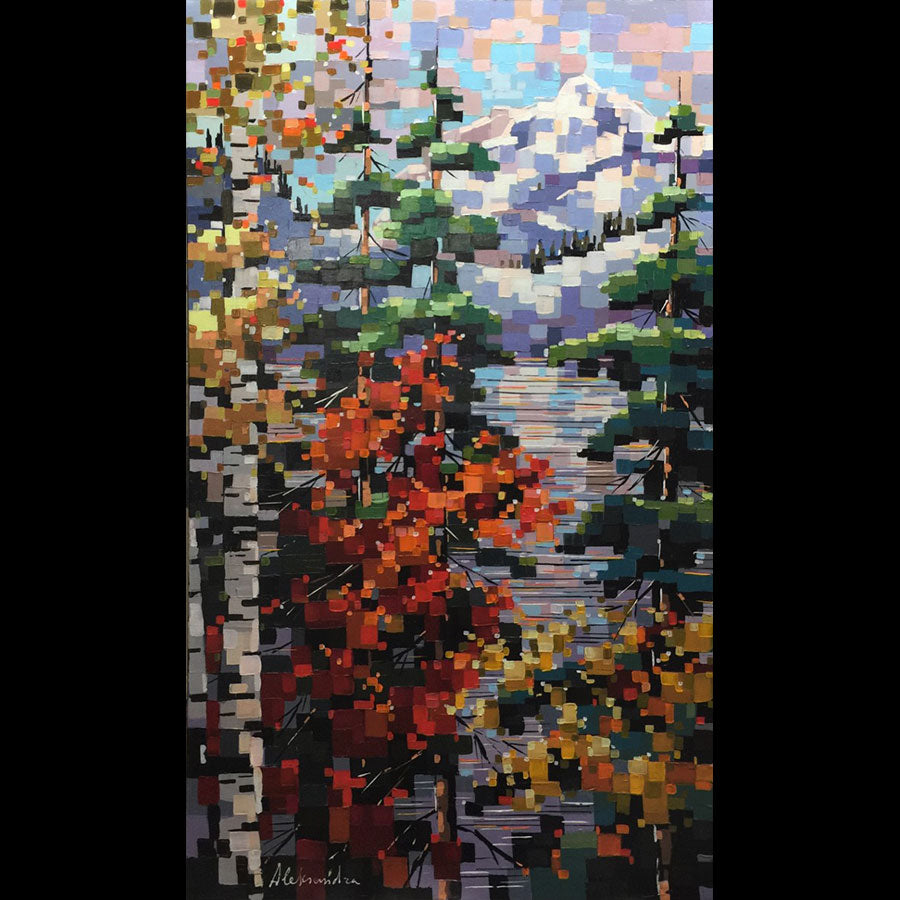 Late Fall original acrylic on canvas landscape painting by Toronto based artist Aleksandra Rozenvain