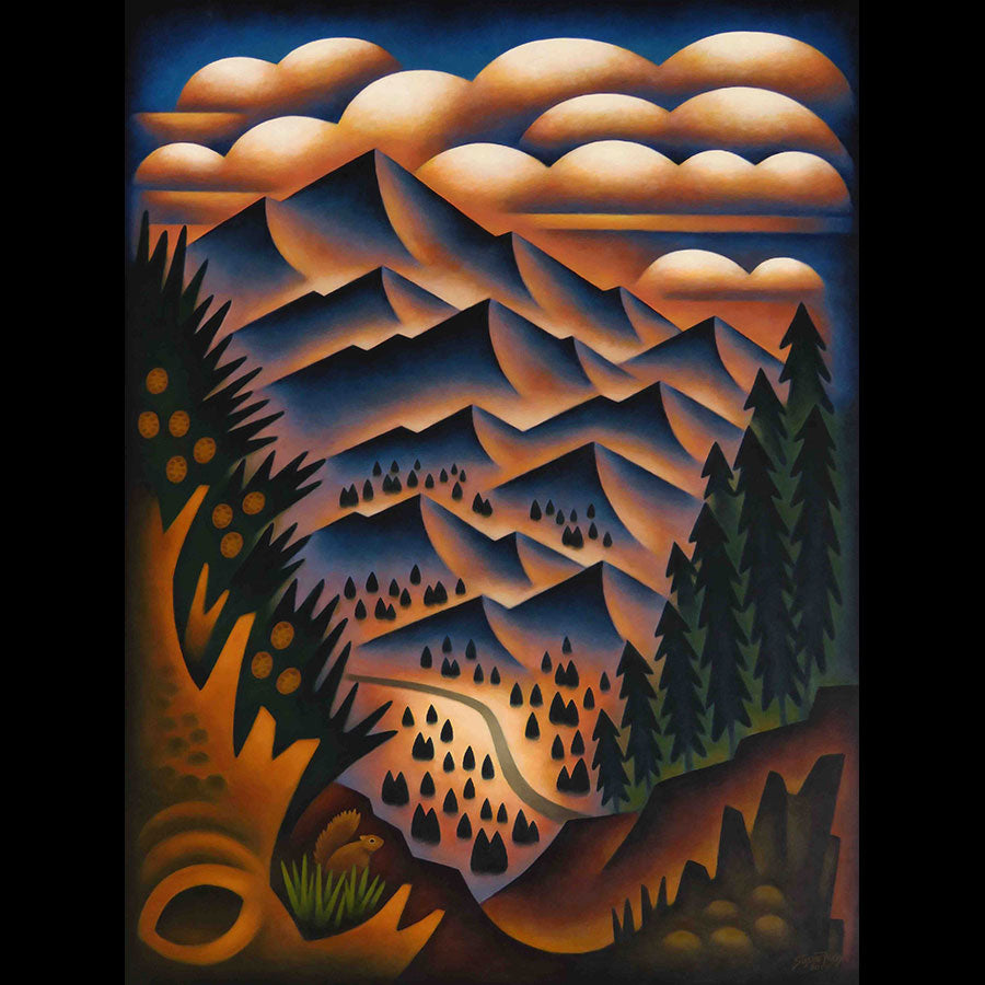 Late Winter Sunglow original oil on panel landscape painting by Colorado artist Sushe Felix