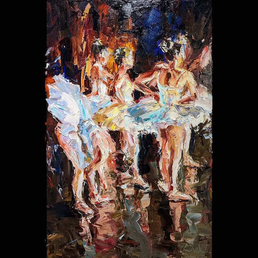 Little-Ballerinas-Lyudmila-Agrich-oil-painting-palette-knife-impressionist