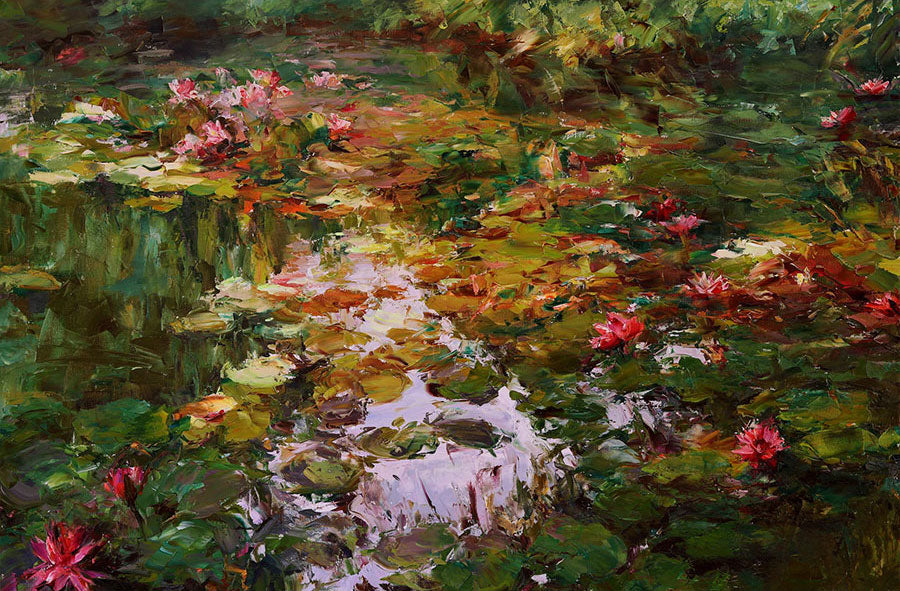 Lotus Garden oil painting by artist Lyudmila Agrich