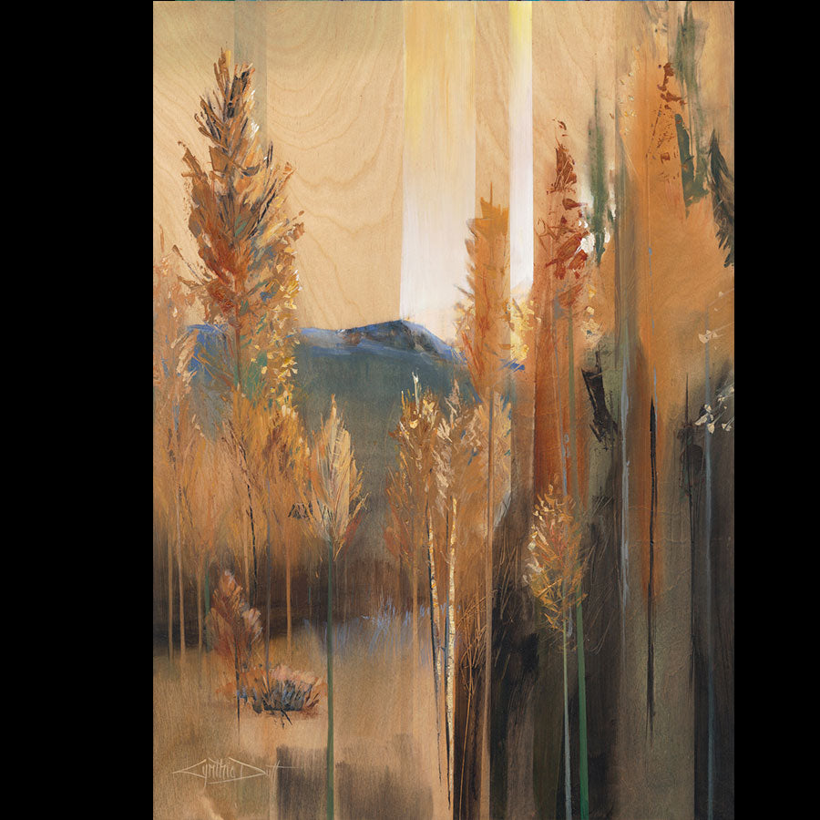 Mass Appeal original acrylic on birch wood landscape painting by Colorado artist Cynthia Duff