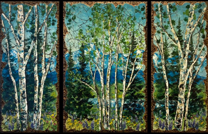 Melodies Remembered Rolinda Stotts orignal mountain landscape painting for sale at Raitman Art Galleries