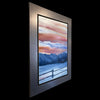 watercolor painting of a snowy mountain ranch at sunset or sunrise by artist Kay Stratman - left