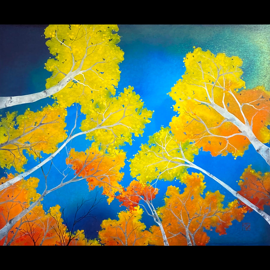 Moment of Clarity original autumn aspen landscape painting by artist Kay Stratman