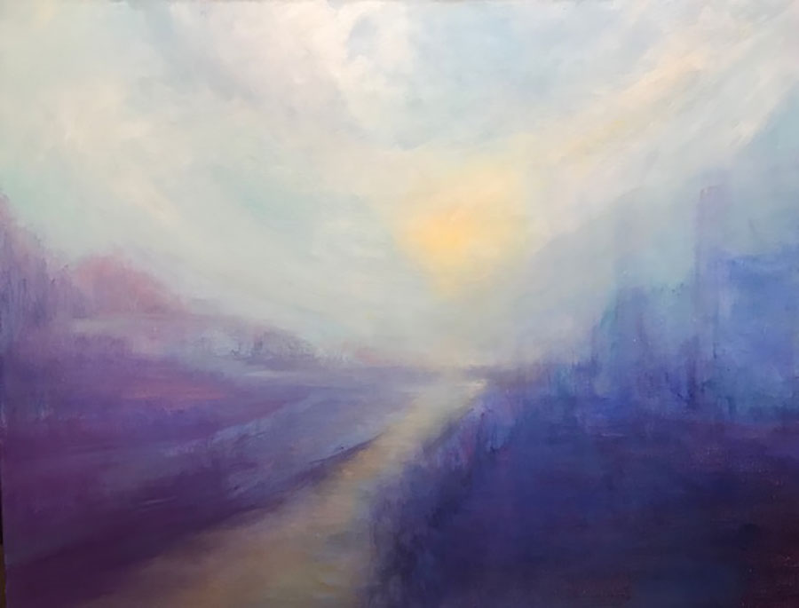 Morning Mist original oil on canvas painting by Colorado artist Judy Greenan impressionist impressionism art