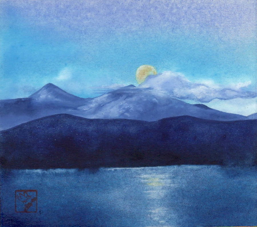 Morning Moon kay stratman mountain painting