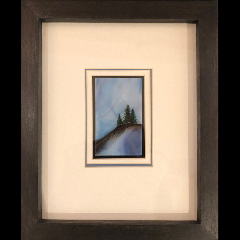 Onset of Dusk original glass fired powder painting by Colorado artist Gary Vigen