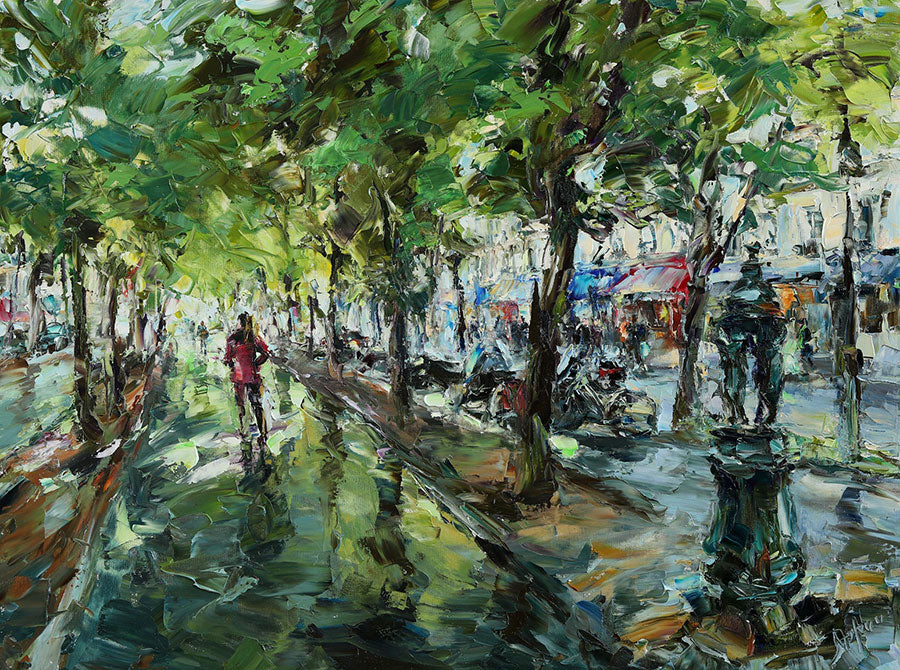 Paris After Rain original oil on canvas painting by Denver Colorado artist Lyudmila Agrich