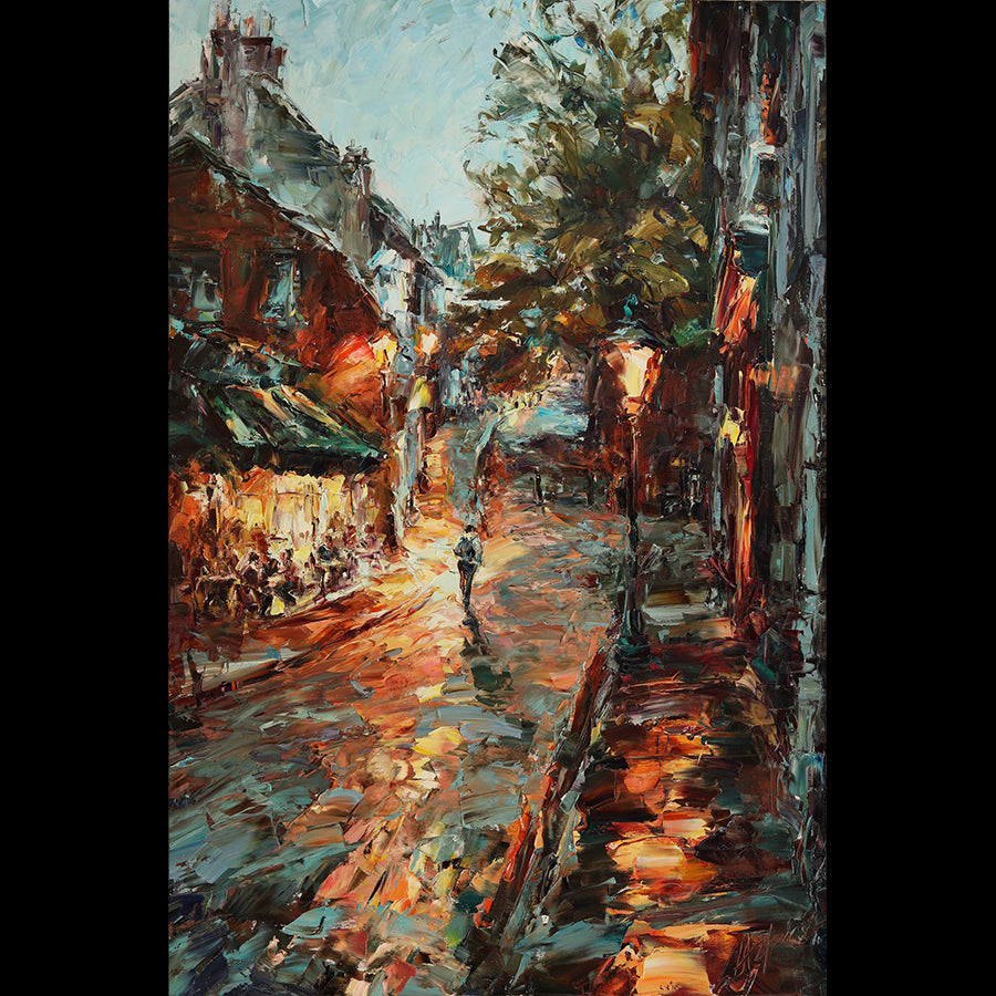 Passing Through Old Town oil painting artist Lyudmila Agrich