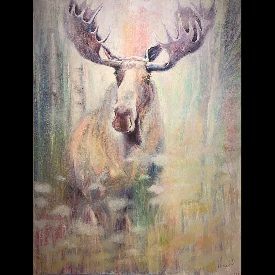 Pastel Morning original moose painting by artist noemi kosmowski