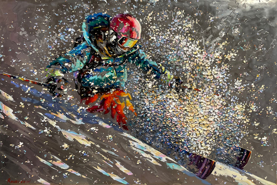 perfect turn michael rozenvain ski painting