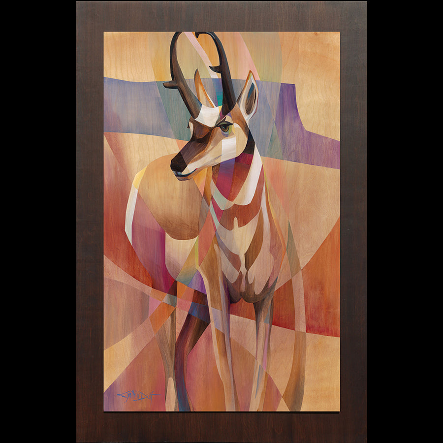 Cynthia Original Painting on Wood of Pronghorn: Pronghorn Messenger