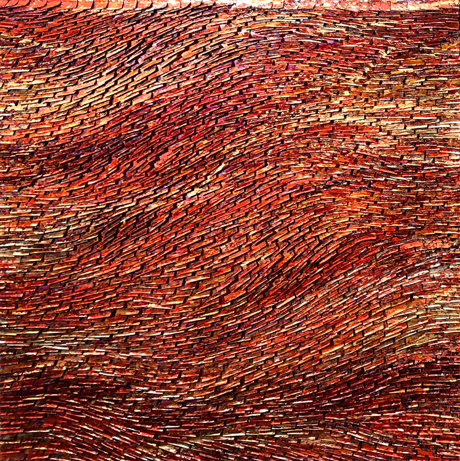 Red Weave 1 contemporary artist Pat McNabb Martin cut canvas