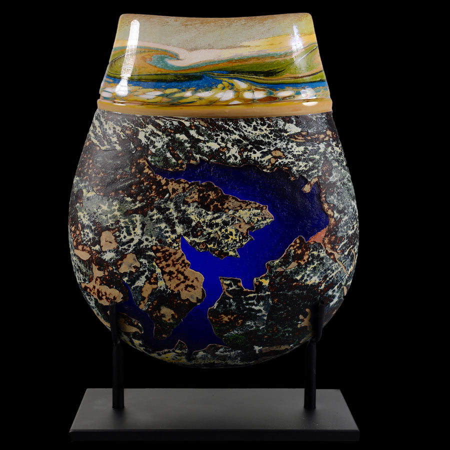 River Way Series Colorado Gross Reservoir and Goose Lake hand blown glass art by artists Jared and Nicole Davis from Crawford Colorado North Rim Studio