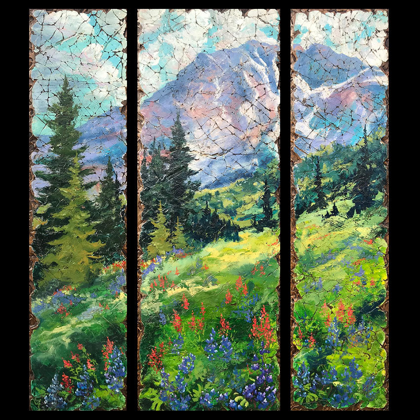 Skip in my Step original mountain landscape painting by Colorado artist Rolinda Stotts
