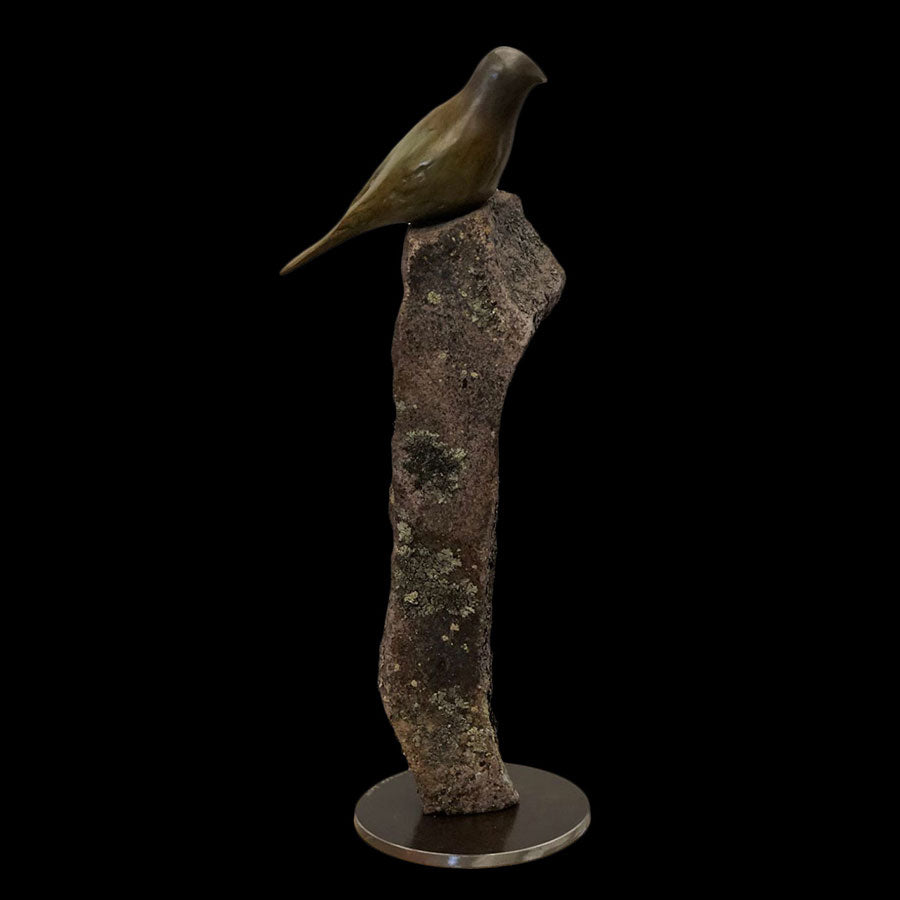 Songbird Free bronze and stone sculpture by Santa Fe New Mexico artist Gilberto Romero