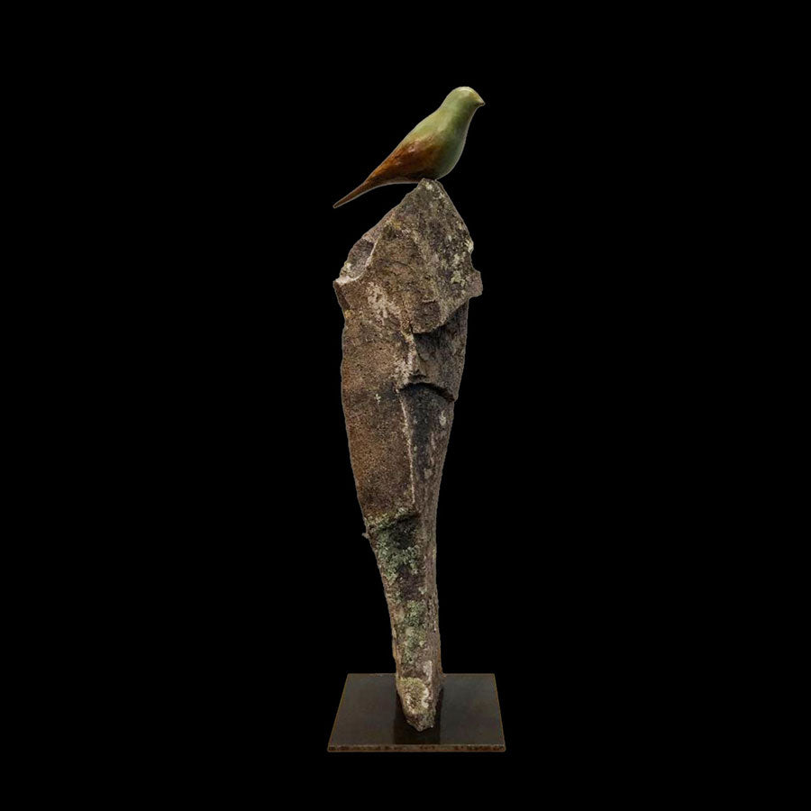 Songbird Peak bronze and stone sculpture by artist Gilberto Romero