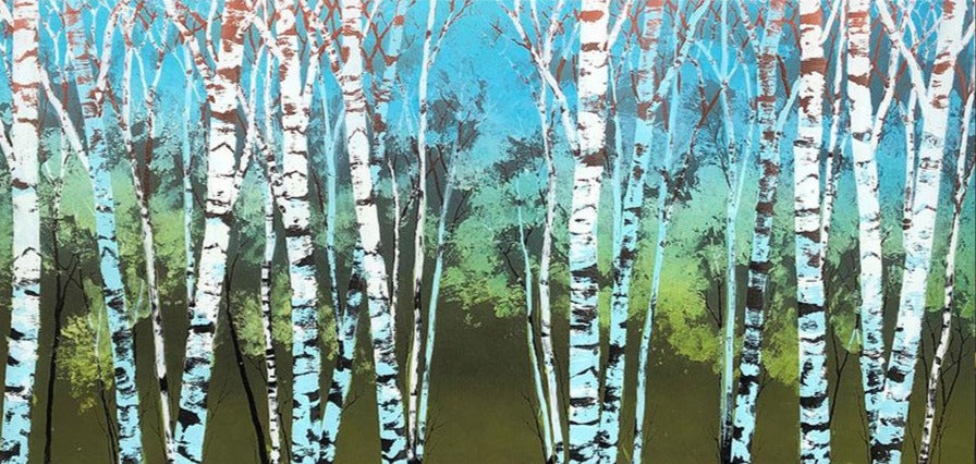 Spring Thaw original aspen tree painting on a hand carved cast acrylic canvas by Colorado based artist Christopher Owen Nelson