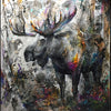 Standing Strong original mixed media moose painting by artist Miri Rozenvain art for sale at raitman art galleries