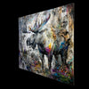 Semi-abstract black and white with a little color moose painting by Toronto, Canada artist Miri Rozenvain - right