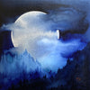 Super Snow Moon original watercolor full moon painting by artist Kay Stratman