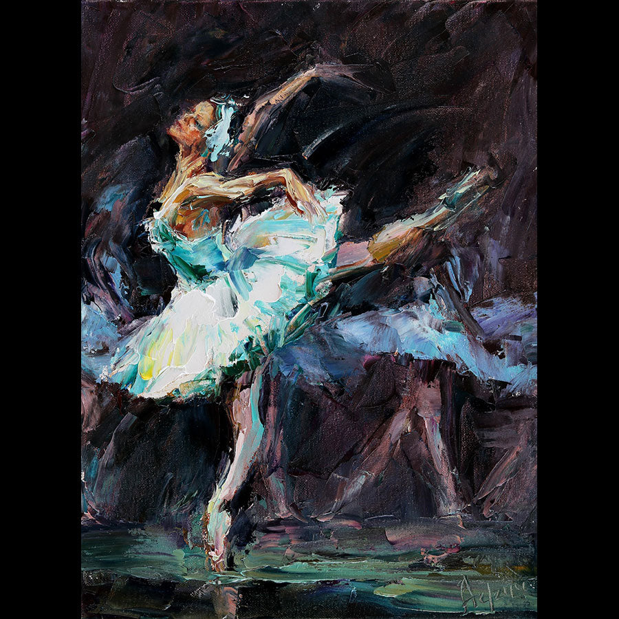 Swan Lake original oil on canvas painting by Colorado artist Lyudmila Agrich