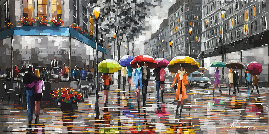 together forever city painting by artist aleksandra savina rozenvain