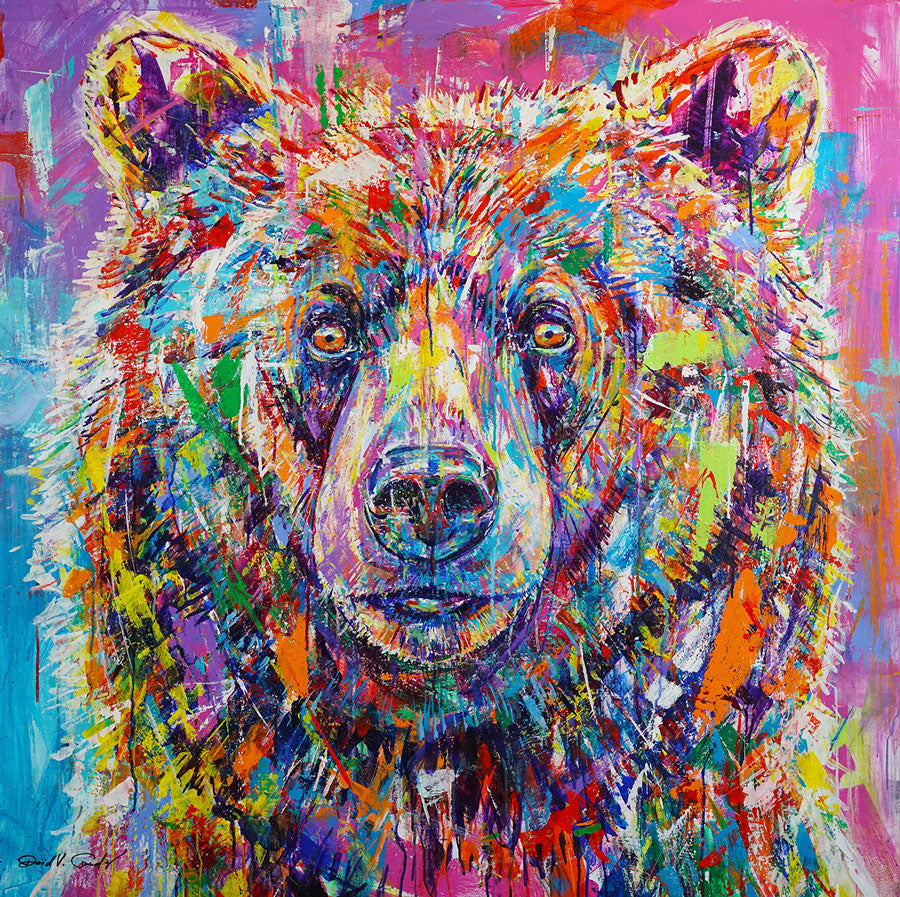 Wild Rendezvous bear painting by artist David V Gonzales