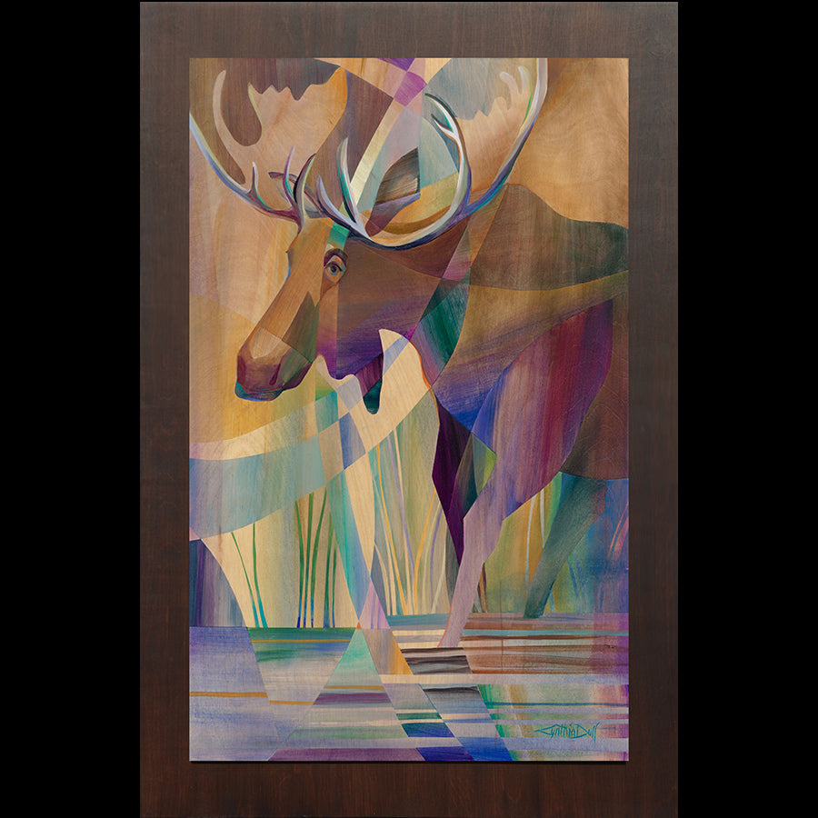 Cynthia Duff Original Painting on Wood of Moose: Warrior Conquest