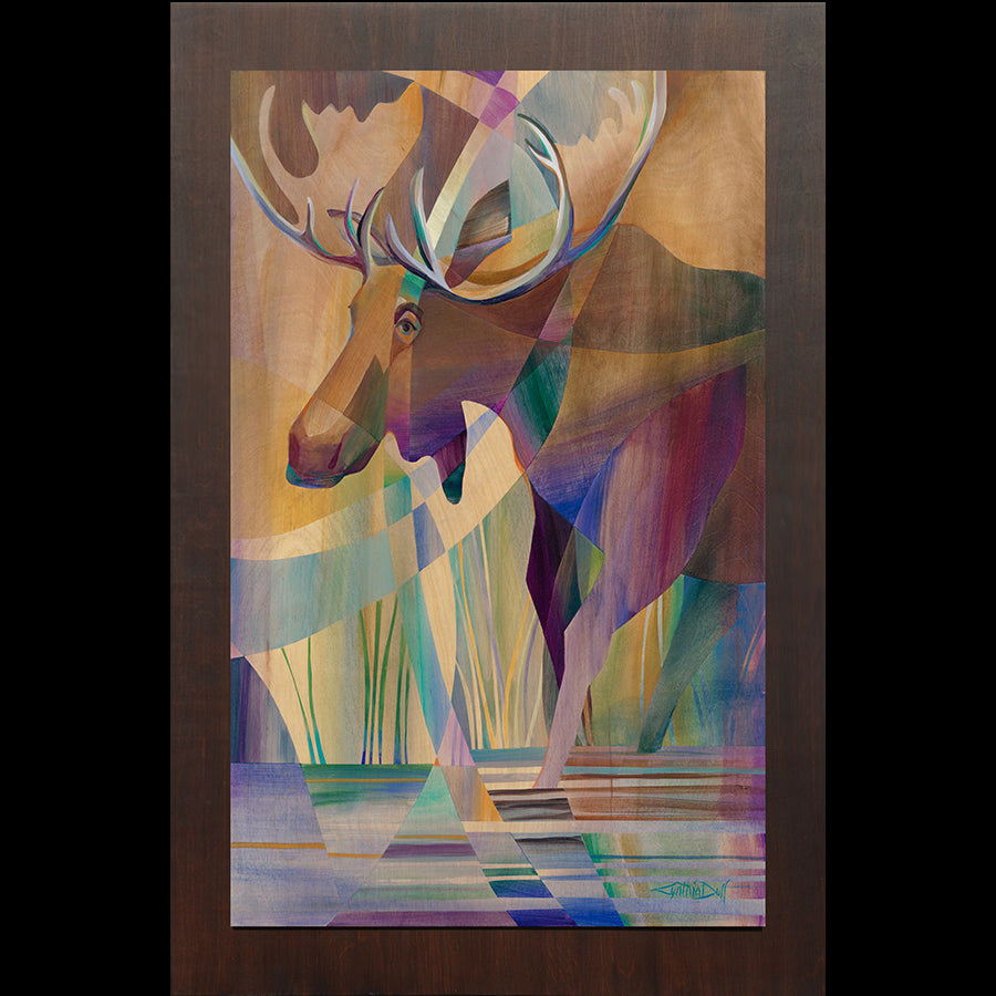 Cynthia Duff Original Painting on Wood of Moose: Warrior Conquest