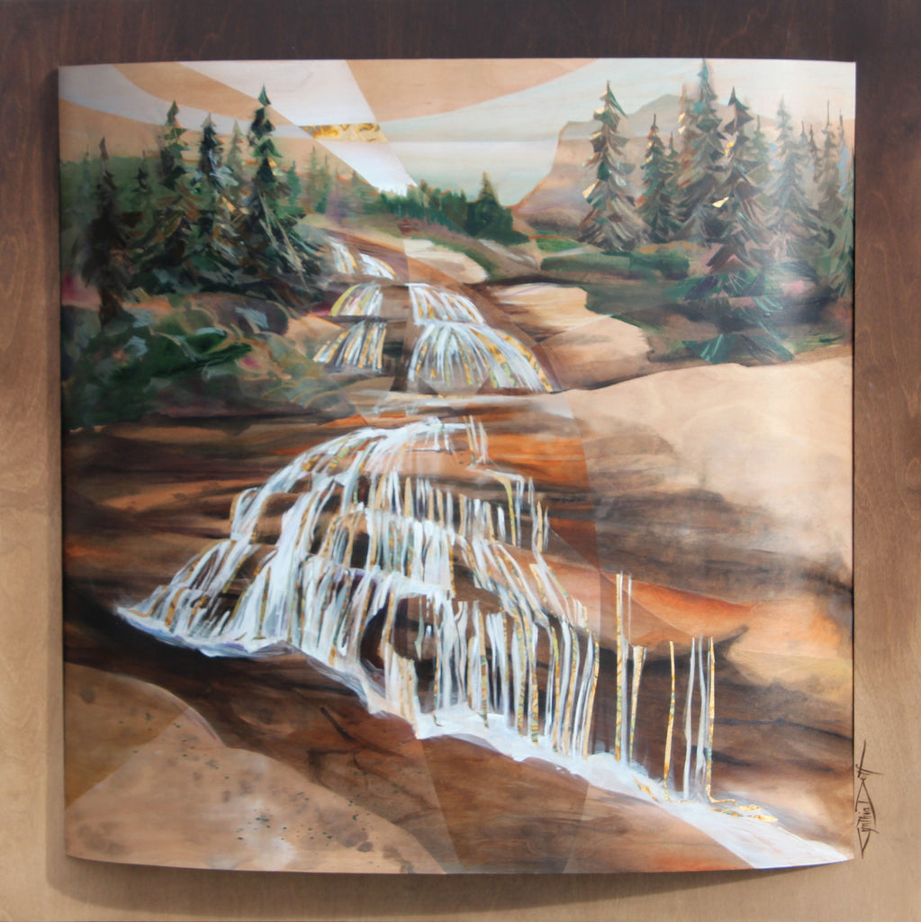 Water's Enlightenment original acrylic on bent birch wood canvas by colorado artist Cynthia Duff