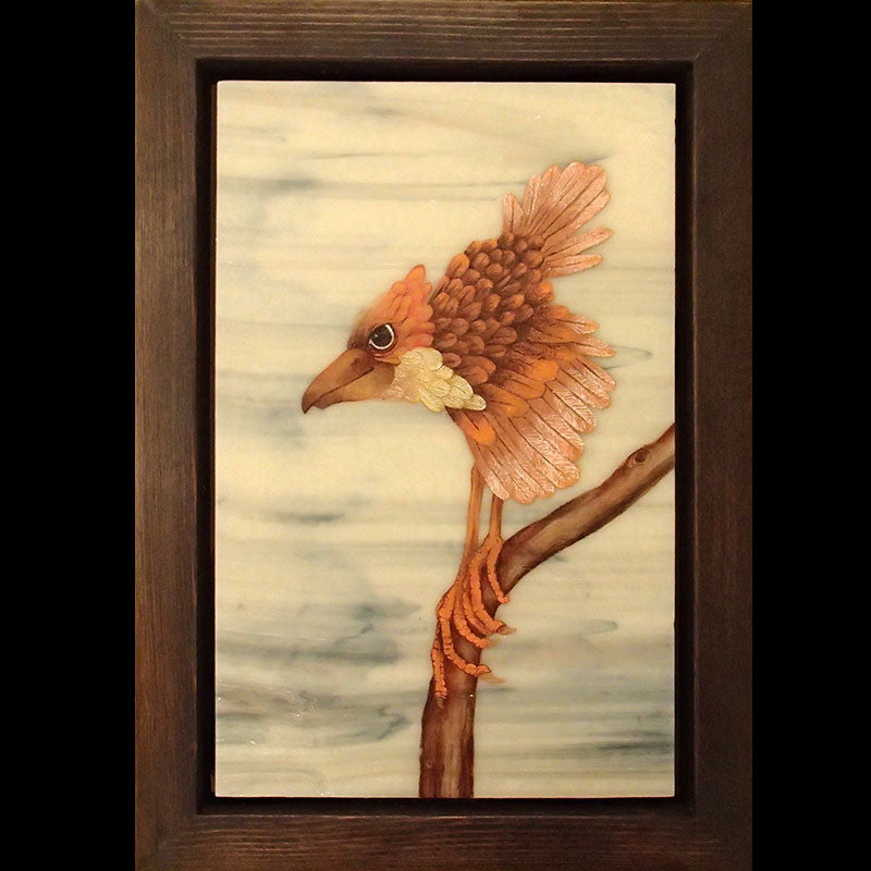 Welcome to my Cozy Perch original glass fired powder painting by Colorado artist Gary Vigen