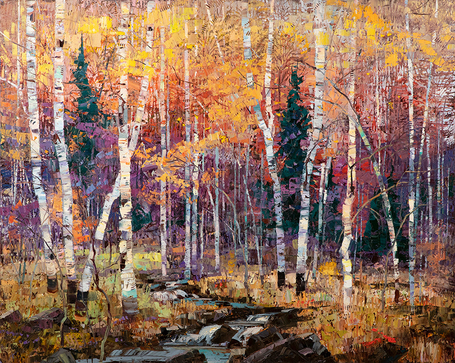 Where the Voice is Heard by artist Robert Moore oil landscape fall colors